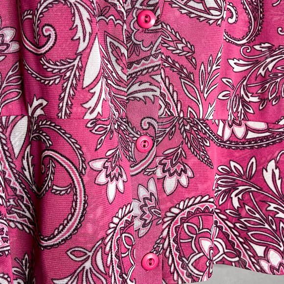 New York & Co‎ Plunging V-Neck Blouse Three Button Closure Sheer Red Size Large - Picture 7 of 10